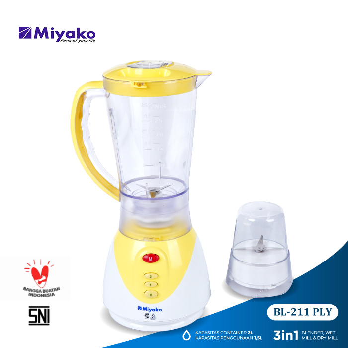 Miyako Blender Plastik 1.5 Liter 2in1 - BL211PLY | BL-211 PLY